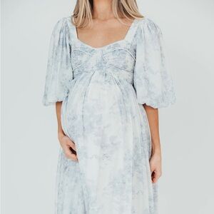 Worth Collective Harlow Maxi Dress in Blue Floral XL Bump Friendly NWT